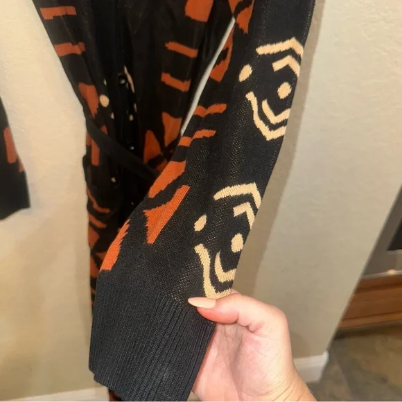 NEW D’iyanu Large African Culture Print Cardigan Sweater Button Up Wrap Dress - Picture 7 of 9